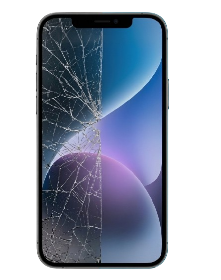 Tela de celular trincada antes da troca